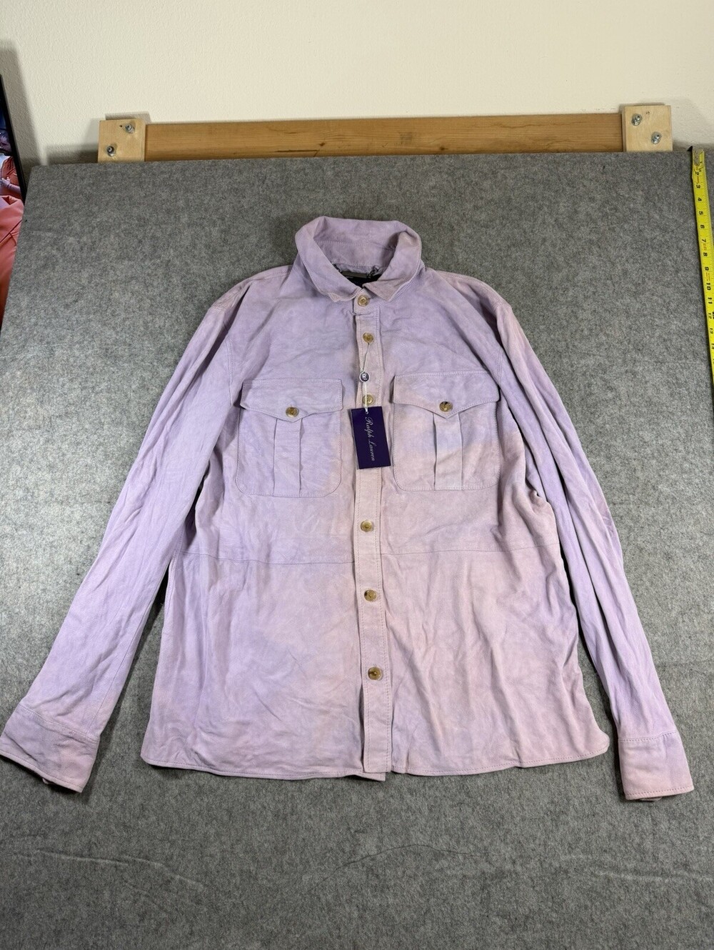 Ralph Lauren Purple Label Lamb Suede Shirt Jacket Purple Size XL MSRP $2,495